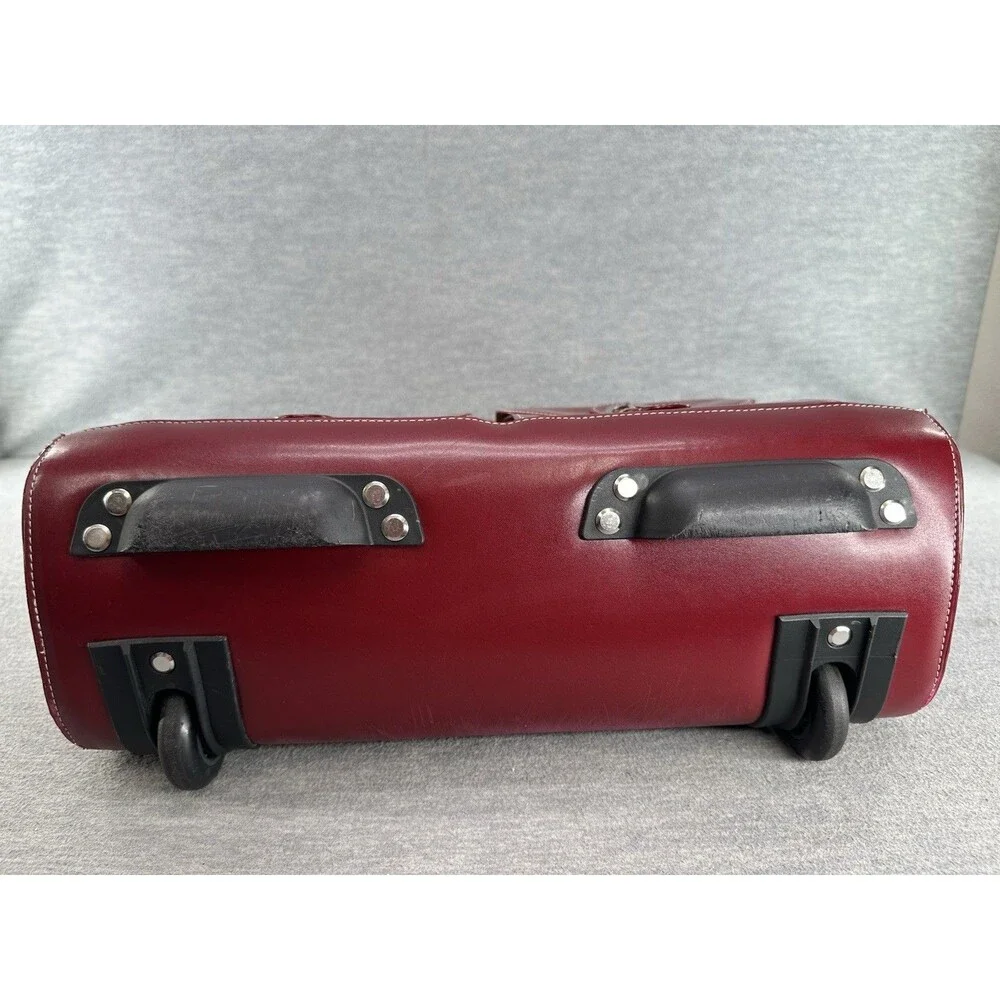 McKLEIN Red Leather Wheeled Laptop Case 15.6” Rolling Briefcase